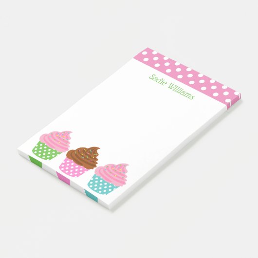 Polka Dot Cupcakes Personalisiert Post-it Notepad Post-it Klebezettel (angewinkelt)