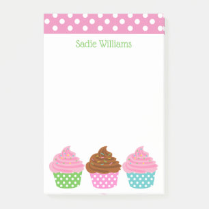 Polka Dot Cupcakes Personalisiert Post-it Notepad Post-it Klebezettel