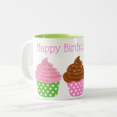 Polka Dot Cupcakes Personalisierte Mug Zweifarbige Tasse (Vorderseite Links)