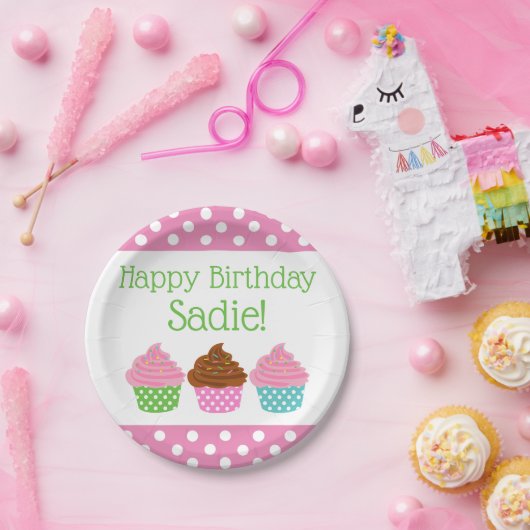 Polka Dot Cupcakes Personalisiertes Party Teller (Party)
