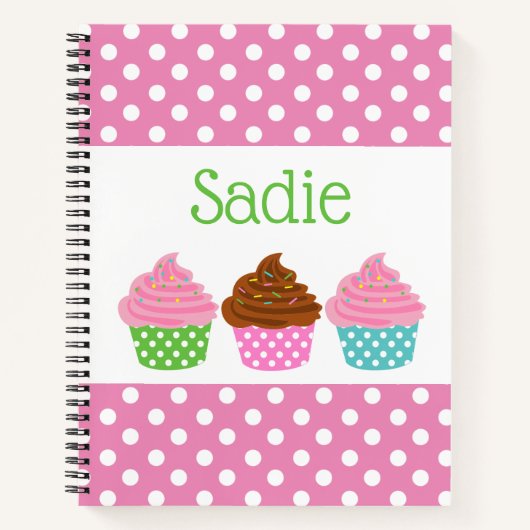 Polka Dot Cupcakes Personalisiertes SpiralNotebook Notizblock (Vorderseite)