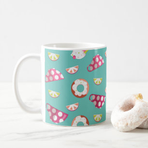 Polka Dot Cups Cakes Donuts Lemons Grapefruits Tas Kaffeetasse