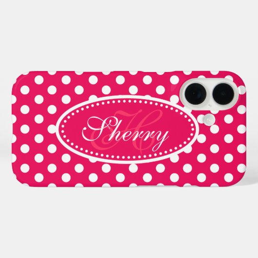 Polka dot custom red pink white Case-Mate iPhone hülle (Rückseite (Horizontal))