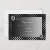 Polka Dot Daisy Gray & Black Wedding RSVP Karte (Rückseite)