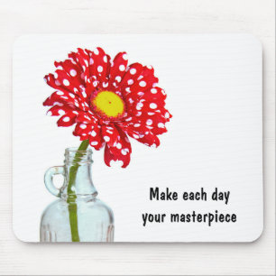 Polka Dot Daisy mit Zitat Mousepad