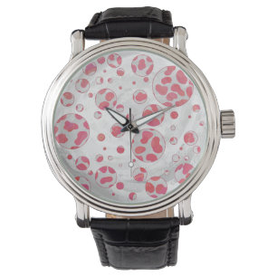 Polka Dot Dalmatiner Rosa und Weiß Armbanduhr
