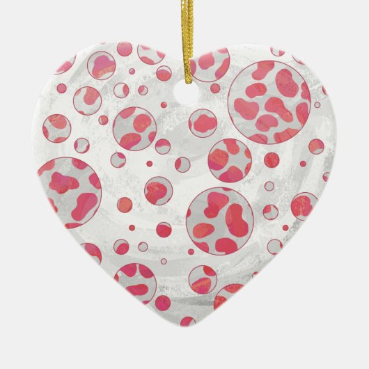 Polka Dot Dalmatiner Rosa und Weiß Keramik Ornament (Vorne)