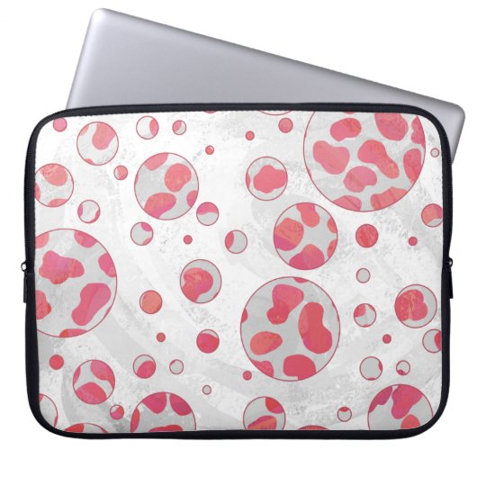 Polka Dot Dalmatiner Rosa und Weiß Laptopschutzhülle (Vorderseite)