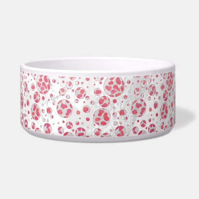 Polka Dot Dalmatiner Rosa und Weiß Napf (Rechts)