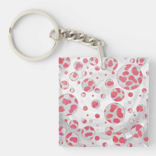 Polka Dot Dalmatiner Rosa und Weiß Schlüsselanhänger