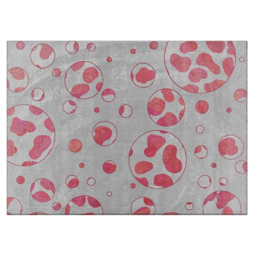 Polka Dot Dalmatiner Rosa und Weiß Schneidebrett (Vorderseite)