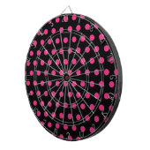 Polka Dot Dartboard (Schwarz & Neon Pink) Dartscheibe (Vorderseite rechts)