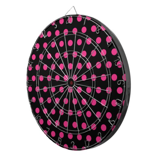 Polka Dot Dartboard (Schwarz & Neon Pink) Dartscheibe (Vorderseite rechts)