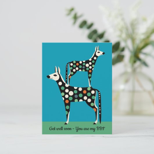 Polka Dot Deer beste Freundin wird bald gesund Postkarte (Stehend Vorderseite)