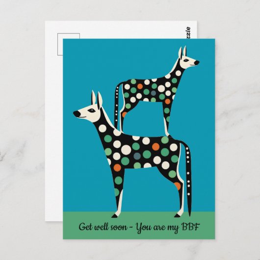 Polka Dot Deer beste Freundin wird bald gesund Postkarte (Vorne/Hinten)