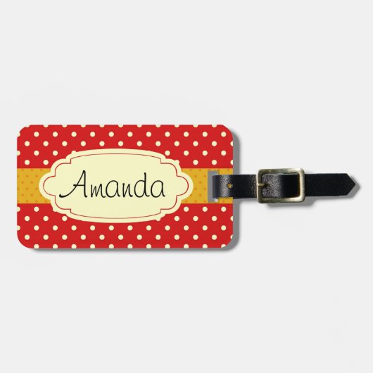 Polka Dot Design Luggage Tags Gepäckanhänger (Vorderseite horizontal)
