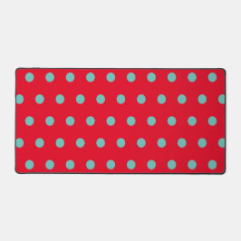 Polka Dot Desk Mat (Red & Aqua) Schreibtischunterlage