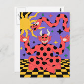 Polka Dot Devil and Snake Checkered Floor Postkarte (Vorne/Hinten)
