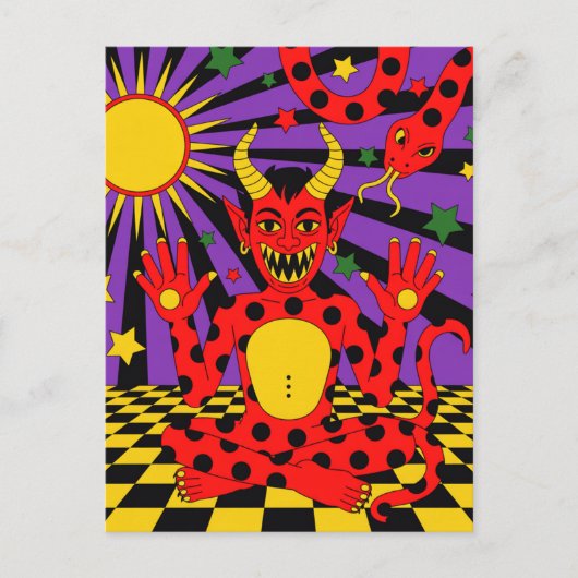Polka Dot Devil and Snake Pop Art Postkarte (Vorderseite)