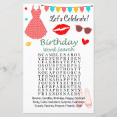 Polka dot dress Birthday Word Search Game (Vorderseite)