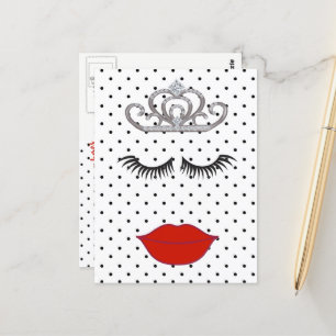 Polka Dot Dusche Wo ist mein Lippenstift Tiara Par Postkarte