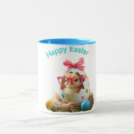 Polka Dot Egg Chick mit Brillen Happy Oaster Tasse