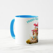 Polka Dot Egg Chick mit Brillen Happy Oaster Tasse (Vorderseite Links)