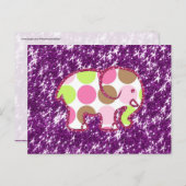 Polka Dot Elephant Funkelnd Lila Girls Postkarte (Vorne/Hinten)