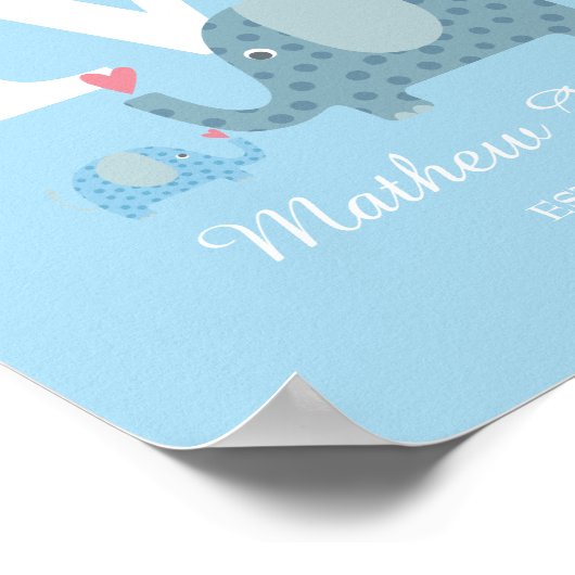 Polka Dot Elephant Initial Monogram Kinderzimmer P Poster (Ecke)