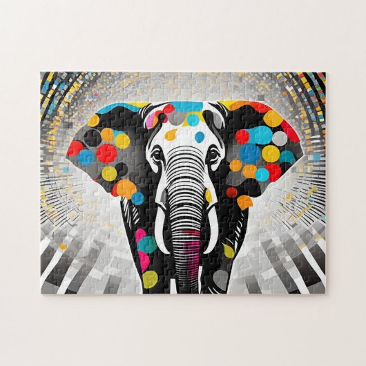Polka Dot Elephant Moderner Spaß Puzzle (Horizontal)