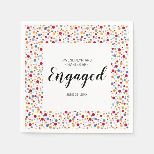 Polka Dot Engagement Party Serviette (Vorderseite)