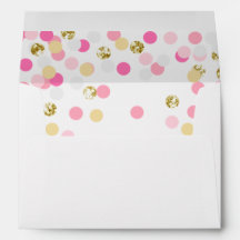 Polka dot Envelope Pink Gold Confetti Girl Shower
