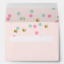 Polka dot Envelope Pink Gold Mint Confetti Girl