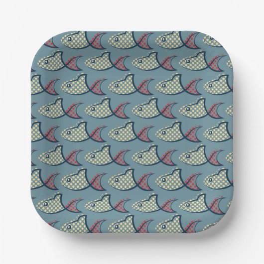 Polka Dot Fish Pattern Pappteller (Vorderseite)