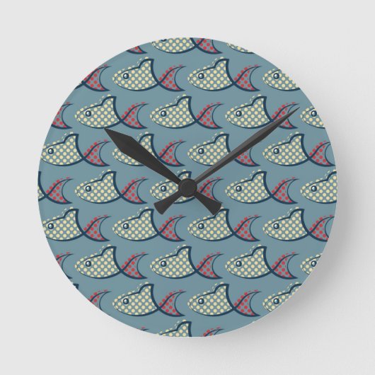Polka Dot Fish Pattern Runde Wanduhr (Vorderseite)