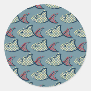 Polka Dot Fish Pattern Runder Aufkleber
