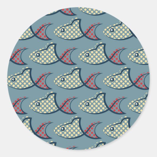 Polka Dot Fish Pattern Runder Aufkleber (Vorderseite)