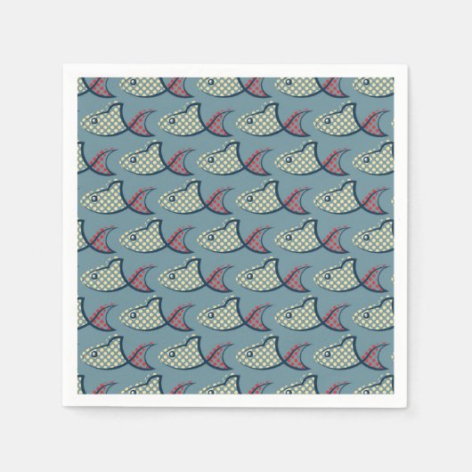 Polka Dot Fish Pattern Serviette (Vorderseite)