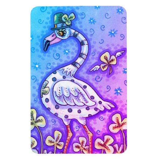 POLKA DOT FLAMINGO, FARBFARBIG ST. PATRICK'S DAY MAGNET (Vertikal)