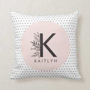 Polka dot floral monogramm polster