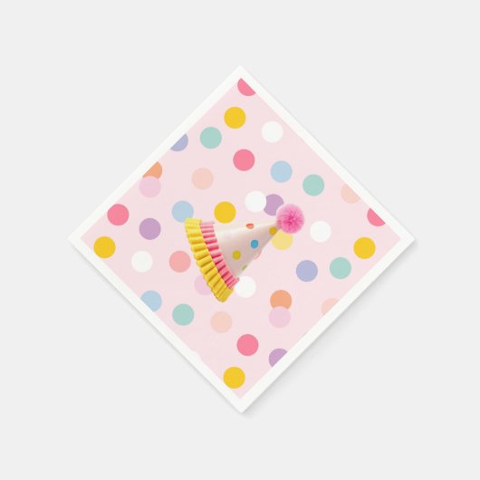 Polka Dot Foto Birthday Serviette (Ecke)