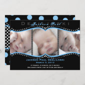 Polka Dot Foto Geburtsankündigung Ankündigung (Vorne/Hinten)