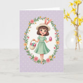 Polka Dot Frühlingsmädchen Karte (Gelbe Blume)