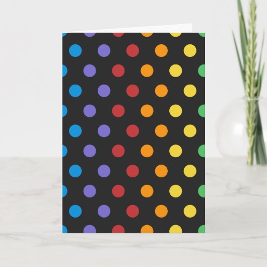 Polka Dot Fun, bunte Punkte auf schwarzem Hintergr Karte (Vorderseite)