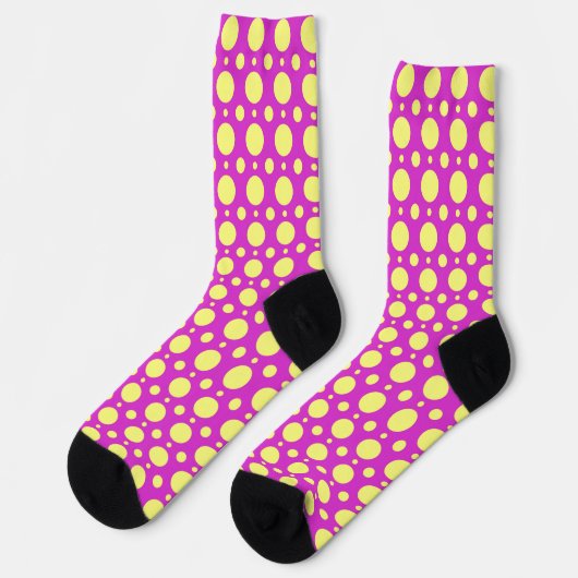 Polka Dot Fun Crazy Socken in Rosa und Gelb (Linkes Detail)