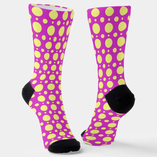 Polka Dot Fun Crazy Socken in Rosa und Gelb (Gewinkelt)