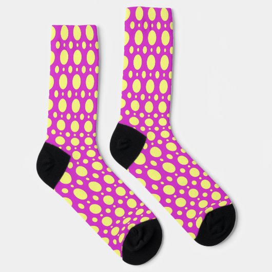 Polka Dot Fun Crazy Socken in Rosa und Gelb (Rechts)