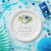 Polka dot gelb blauer Lemon Bridal Papierplatte Pappteller (Party)