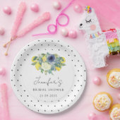 Polka dot gelb blauer Lemon Bridal Papierplatte Pappteller (Party)