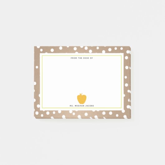 Polka Dot + Gelber Apfellehrer Post-it Klebezettel (Vorderseite)